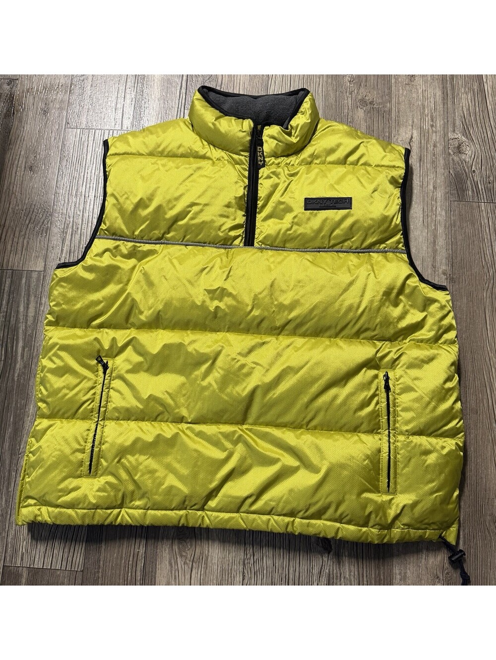 Vintage DKNY Pullover Down Puffer Vest Mens XL Neon Green 90s